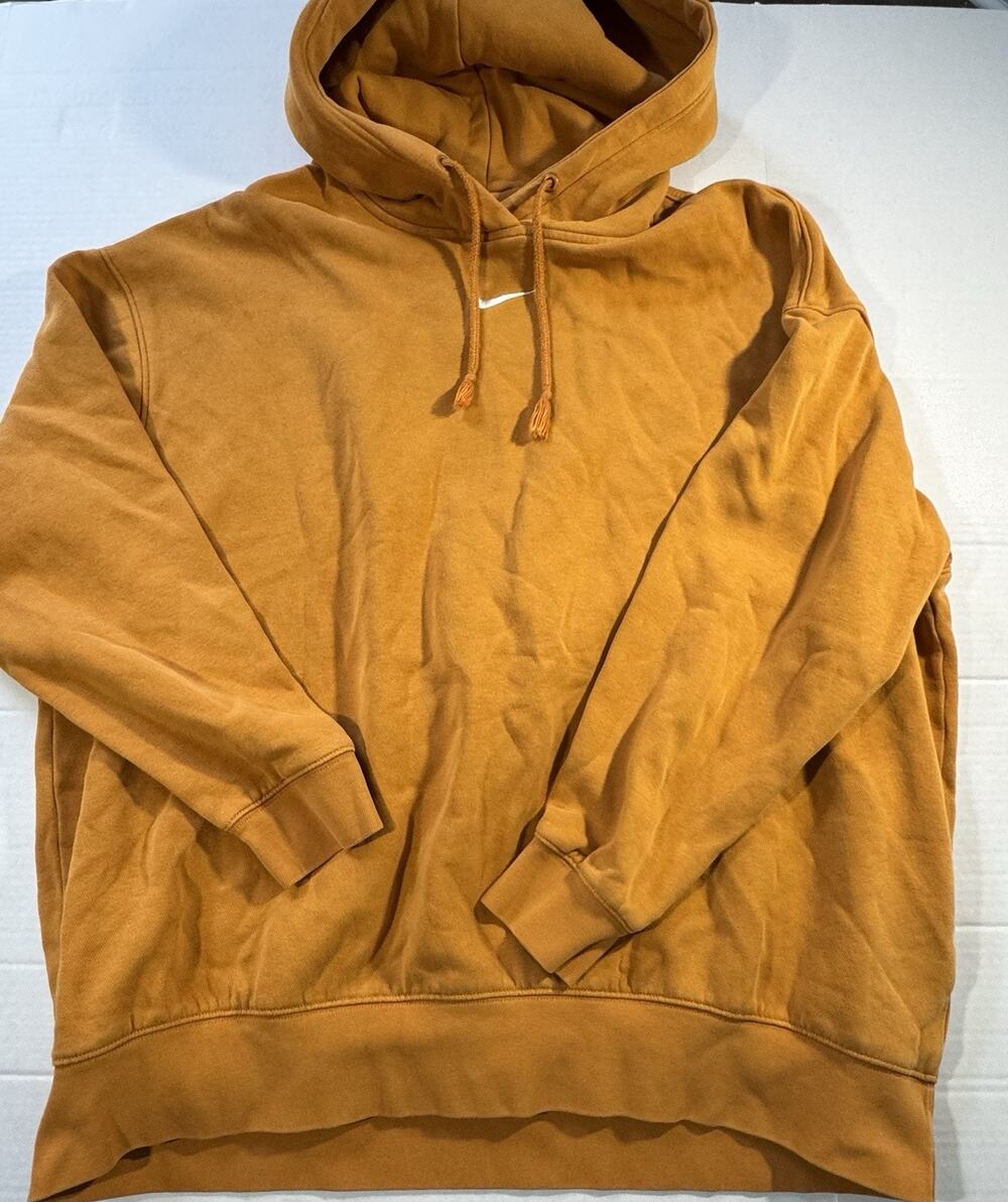 Nike Men’s Fleece Pullover Hoodie w/ Logo, Long Sleeve, Regular Size L - Orange